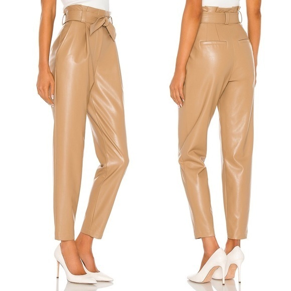 A.L.C. Cobey Faux Leather Beige Ankle Pants S (4)